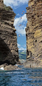 Cliff diving Azores, Portugal