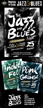 The Jazz and Blues Night : JAZZ & BLUES FLYER and Poster: Special design to promote parties Blues, Jazz, Indie, Folk, Rock, Pop, Dance, Grunge, Punk or any Music Festival. With Art Style.