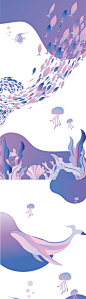 紫色系梦幻海洋银河商业手绘玻璃贴-源文件