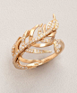 Julieri diamond and yellow gold 'Serpiente' feather ring