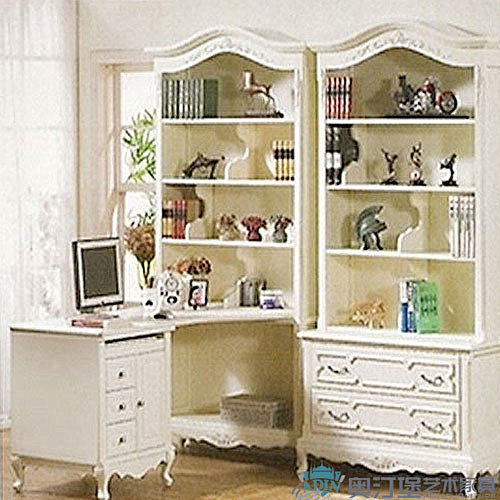 奥汀堡欧式家具 白色书桌+2个书柜 超值...