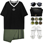 A fashion look from September 2015 featuring loose t shirt, green skirt and summer shoes. Browse and shop related looks.