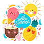This contains an image of: Premium Vector | Flat summer illustration with pineapple and ice cream