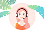 Customer Service character pink summer girl plant customer-service illustration