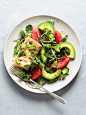 Grapefruit, salmon + avocado salad. My favorite meal for citrus season. I love to throw in some satsuma slices and top with lime zest! shot for Martha Stewart Living.