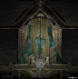 Tyr Temple Vault Door, Abe Taraky : The intention of this design was to create an alluring door that was memorable enough to the player once they get access to the lower water level of Tyr's Temple. After a few options, we ultimately settled on the idea t