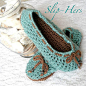 Free Women Slipper Crochet Patterns | Crochet pattern kids and womens ballet slippers | Flickr - Photo ...