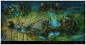 Trent Kaniuga Summoners Rift league of Legends concept art mood explorations, Trent Kaniuga - Aquatic Moon : Concept illustration of some rendering exploration for the new Summoners Rift map for League of Legends. This piece was done while I was in-house,