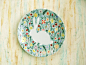 Hand painted porcelain plate - Bunny rabbit in wildflowers via Etsy