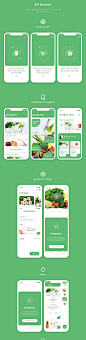 全套绿色健康食物App UI设计素材——下载请到设计百宝箱 https://uirush.net