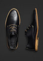 HE by Mango / black leather uppers with wood sole