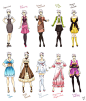 Various female clothes by `meago on deviantART
