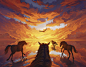 General 1280x993 Artem RHADS painting sky clouds evening horse eagle water