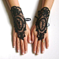 Black Wedding gloves french lace gloves bridal by GlovesByJana,
