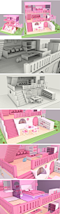 临摹、粉色房子、c4d场景建模、c4d场景渲染