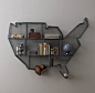Industrial Wire Cubby USA Map Shelf: 