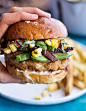 
Lobster Burgers with Brown Butter Lemon Aioli, Basil Corn Salsa, Bacon and Avocado