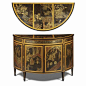 A George III satinbirch and Chinese lacquer demi-lune commode circa 1780 -