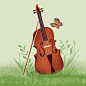 草地上的小提琴