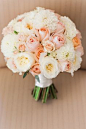 Peach and Ivory Bridal Bouquet | Royce Sihlis Photography and Created Lovely Events | Sparkling Blush and Champagne Wedding in an Apple Orchard