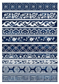 Old lace Chinese patterns:  中国风 纹理 蓝色