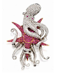 Diamond and ruby octopus brooch.