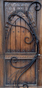 Wooden Door with Wrought Iron Detail