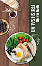 面包 蓝莓蔬菜沙拉 食品海报 健康早餐美食PSD_平面设计_海报