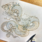 Так дракон собирается в кучку - пока маленький :) #drawingdragons with #tonyhu #pencilsketch #dragon #tatoosketch