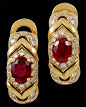 BULGARI Gold Prestige Ruby & Diamond Hoop Earrings - Yafa Jewelry