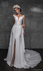 victoria soprano 2020 bridal cap sleeves illusion bateau heavily embellished bodice slit skirt elegant modified a  line wedding dress sheer button back chapel train (2) mv