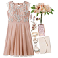 A fashion look from July 2016 featuring beaded dress, heeled sandals and pink purse. Browse and shop related looks.