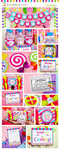 Candyland Birthday Party Package Collection Set Mega Personalized Printable Design by leelaaloo.com || #candyland #candy #sweet #rainbow #colorful #girl #birthday #party #theme #Leelaaloo