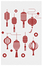 中国风传统节日简约灯笼祥云元素喜庆红色