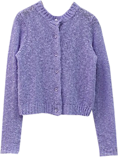 紫色简约短款长袖针织衫（多色）-最搭配