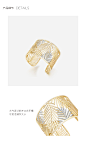 HEFANG Jewelry/何方珠宝 棕榈叶手镯 925纯银女开口个性夸张手环-tmall.com天猫