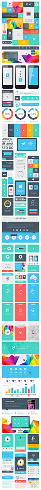 UI Set Components Featuring Flat Design - Web Elements Vectors