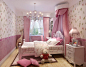 女孩卧室装饰粉色窗帘装修效果图片#卧室壁纸#