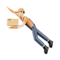 Courier delivery guy flying 3D Illustration