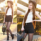 Ariadna Majewska - Forever 21 White Lace Top, Romwe Blac Suede Shorts, Chic Wish Black Suede Chelsea Boots, Modekungen Black Studded Bag, Mohito Black Hat - Black, white and gold