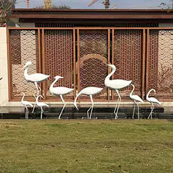 大型白色抽象鸟类装饰园林景观白鹭雕塑商场...