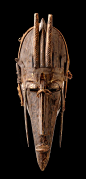 Africa | Mask "kore" from the Marka people of Mali | Wood, punched copper sheet and fiber