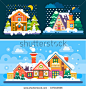 Winter is coming! So here're some nice winter day and night landscapes. Stock flat vector illustration set.