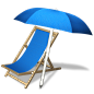 太阳伞和沙滩椅高精PNG图标 #采集大赛#