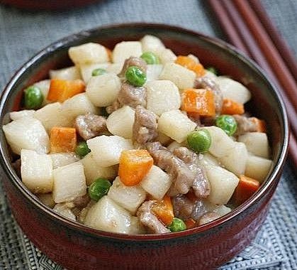 【山药牛肉粒】山药、牛里脊、胡萝卜、豌豆...