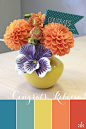 a dahlia-inspired color palette // blue, yellow, orange // congratulations on your marriage, rebecca!: 