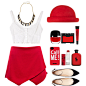 A fashion look from August 2013 featuring lace crop top, red skirt and ballet shoes. Browse and shop related looks.