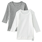 For J: 2 Long-sleeved organic cotton shirt with no seams on the side  ·  Light gray / Off white  · 100