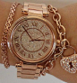 Michael Kors Women's Skylar Rose Gold Tone Bracelet Glitz 42mm Watch MK5868 $350 | eBay