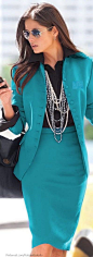 Office Style | Teal Suit